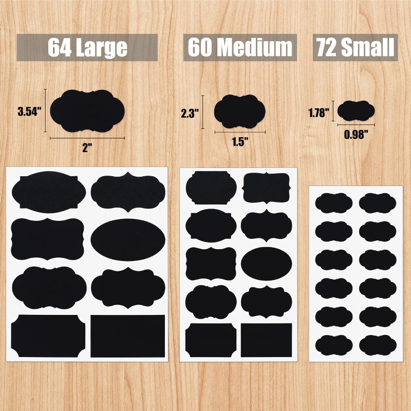 ONUPGO Chalkboard Labels Stickers Bulk - 196 Reusable Chalk Sticker Labels with Erasable Chalk Maker, Removable Waterproof Blackboard Labels for Containers, Glass, Mason Jar Labels - Image 4